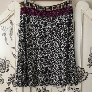 Tory Burch Antibes Ivory Swirl Silk Skirt, Small